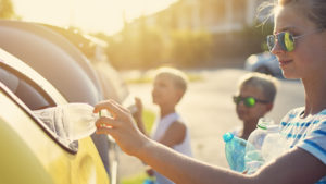Children recycling