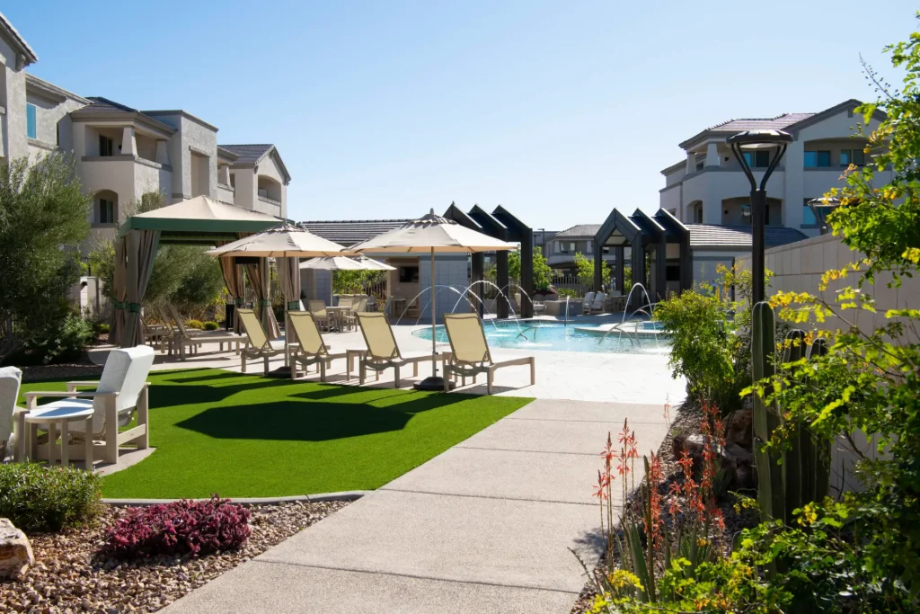 Encantada view of the pool and cabanas